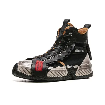 CHOUCHOUS Skateboard Shoes Unisex High Top Black