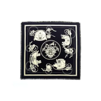 HERMES Silk Scarves Unisex Black