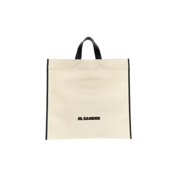 JIL SANDER Logo Printed Border Book Tote Square Shopping Bag