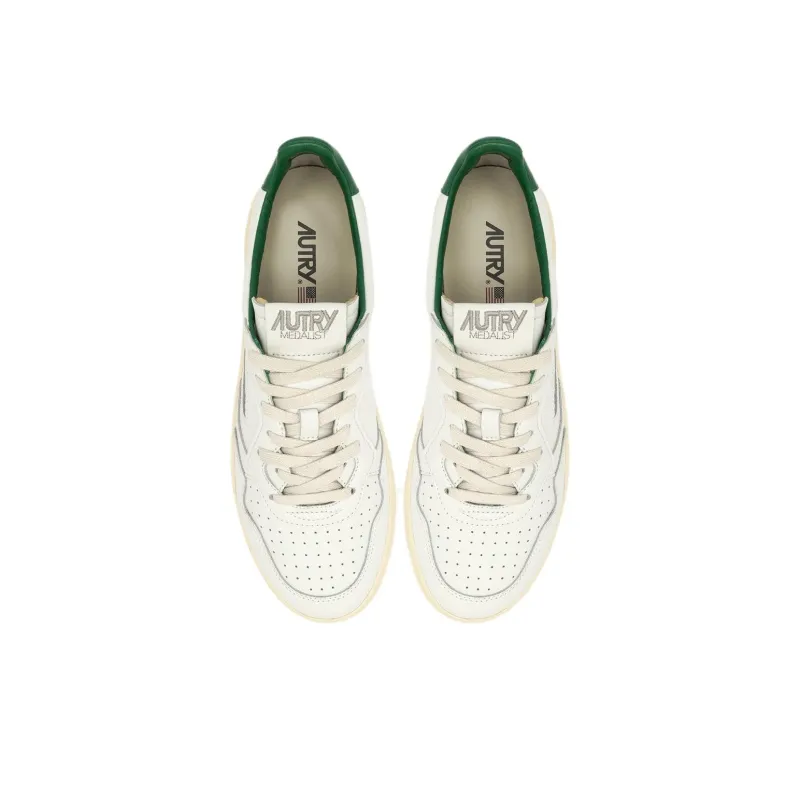 AUTRY Medalist Low Top Skateboard Shoes Men's White Green-2