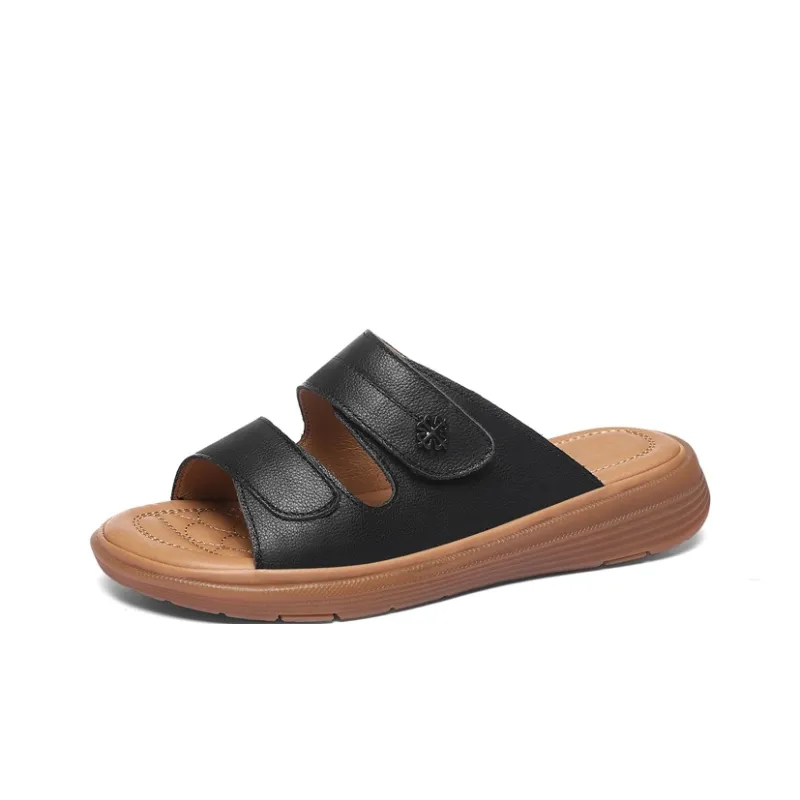 Golden Silk Rabbit PU Polyurethane Leather Patchwork Slip-Resistant Quick Dry Slide Slippers Women's-7