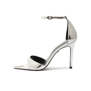 Schutz Pamela Strap Sandals 10cm Women's Silver