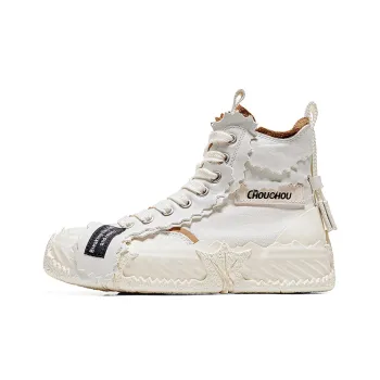 CHOUCHOUS Skateboard Shoes Unisex High Top White