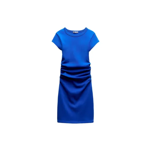 ZARA Short-Sleeved Dresses Women's Neon Blue