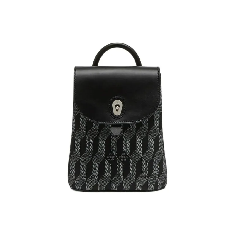AU DEPART Reflective Jacquard Backpack Small Size Women's Black-0