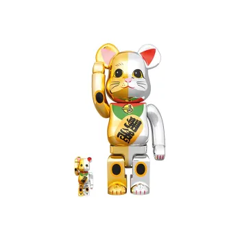 BE@RBRICK Lucky Cat Ten Million Gold X Good Luck Silver Gold/Silver