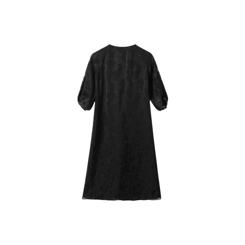 H YXIANG Short Sleeved Dresses Women's Black-1