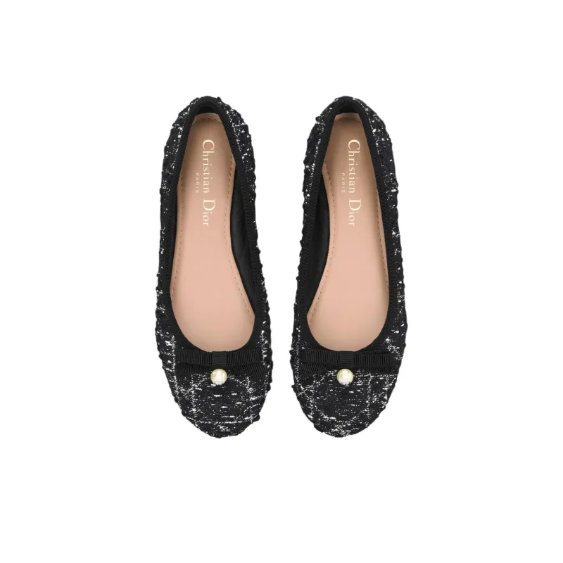 DIOR Ballet Casual Single Shoes Women's Black-3