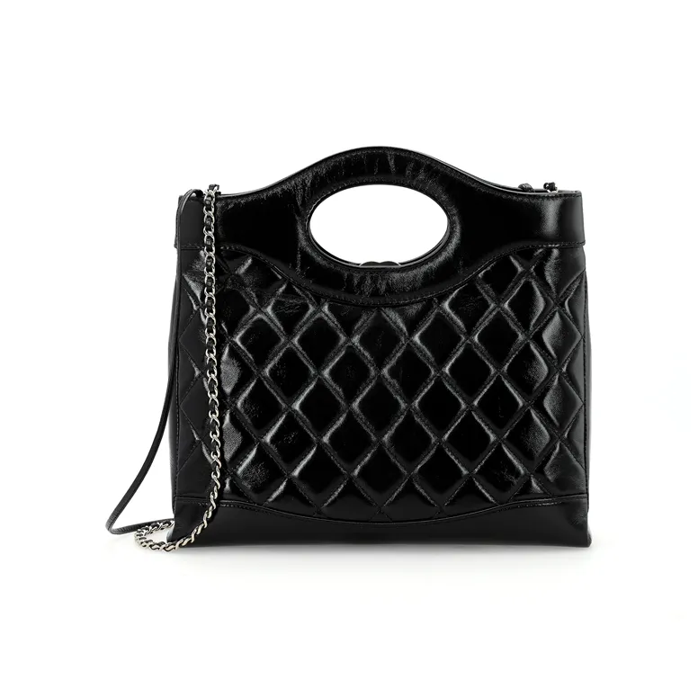 CHANEL Bright Lambskin Crossbody One Shoulder Handbag Trumpets Women's Black-3