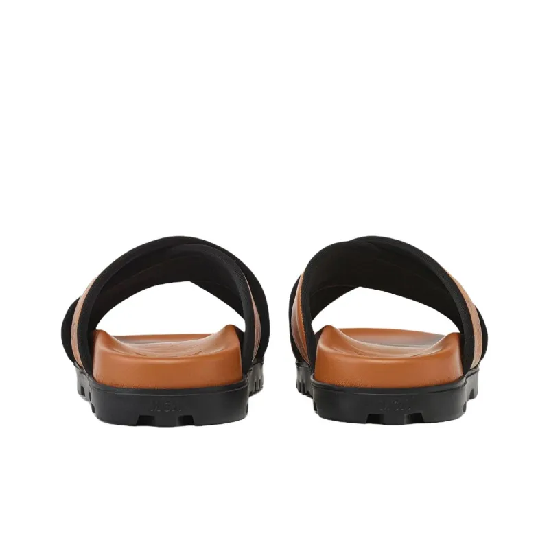 MCM Visetos Abrasion Resistant Slide Slippers Unisex Brown-3