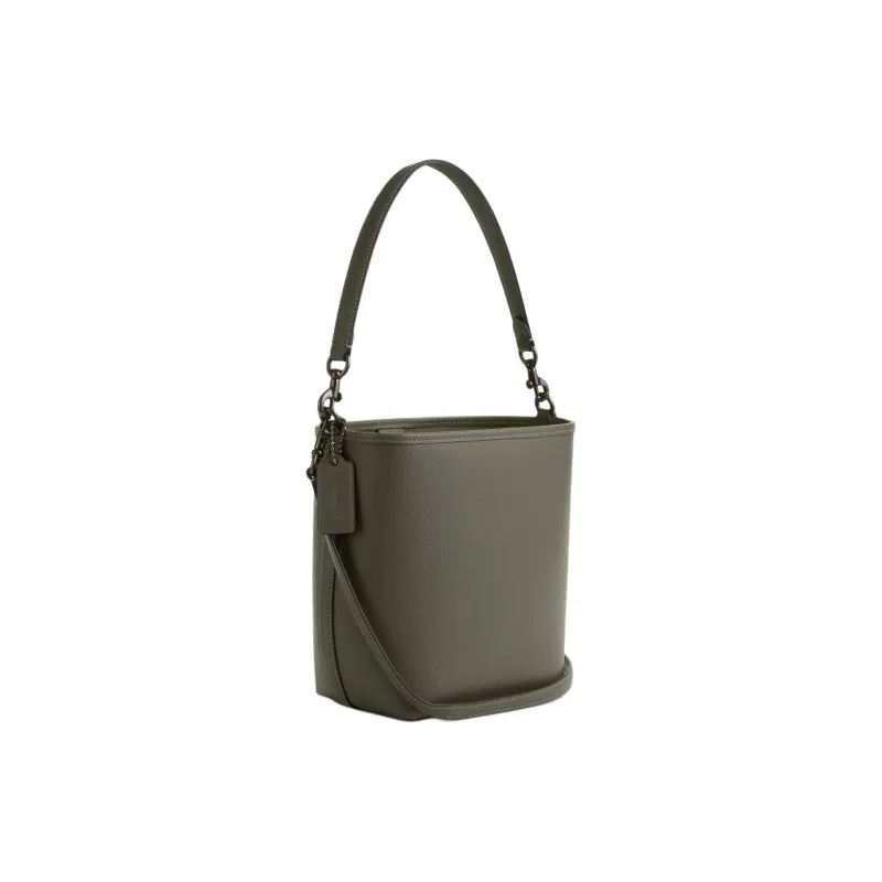 COACH City Leather Bucket Bag, Portable Crossbody Bag, Shoulder Bag Trumpets Women's Green-1