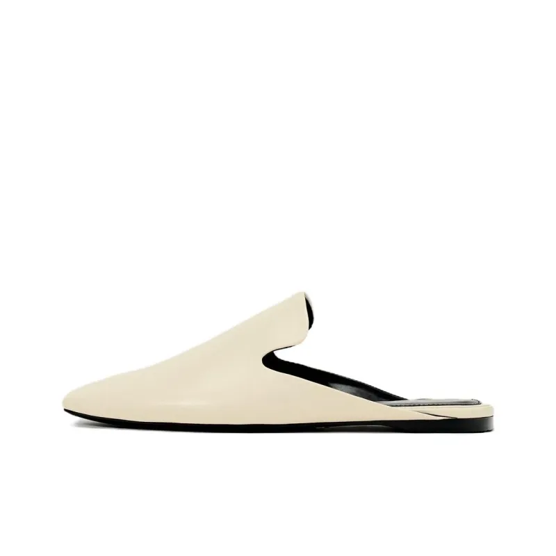 ZARA Slip-Resistant Wrap-toe Slippers Women's Light Beige Yellow-0