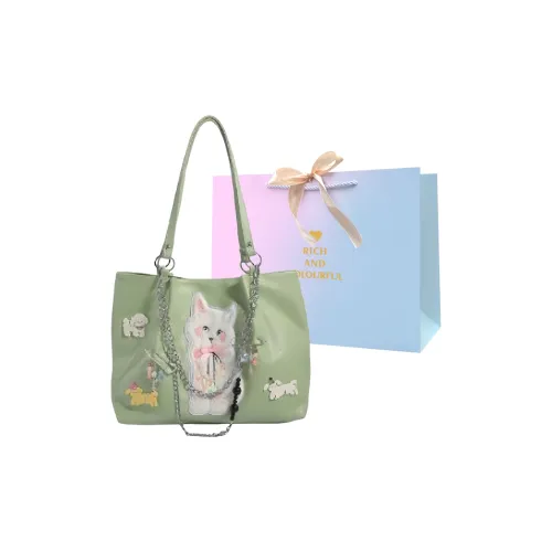 SUPERCUTE Canvas Totes Handbag Shoulder Bag Women's Green