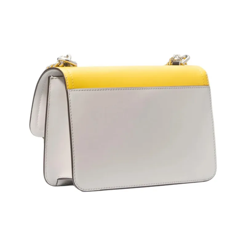 MICHAEL KORS Heather Split Cow Leather Crossbody Bag, Shoulder Bag Tubas Women's Gray & Yellow & White-1