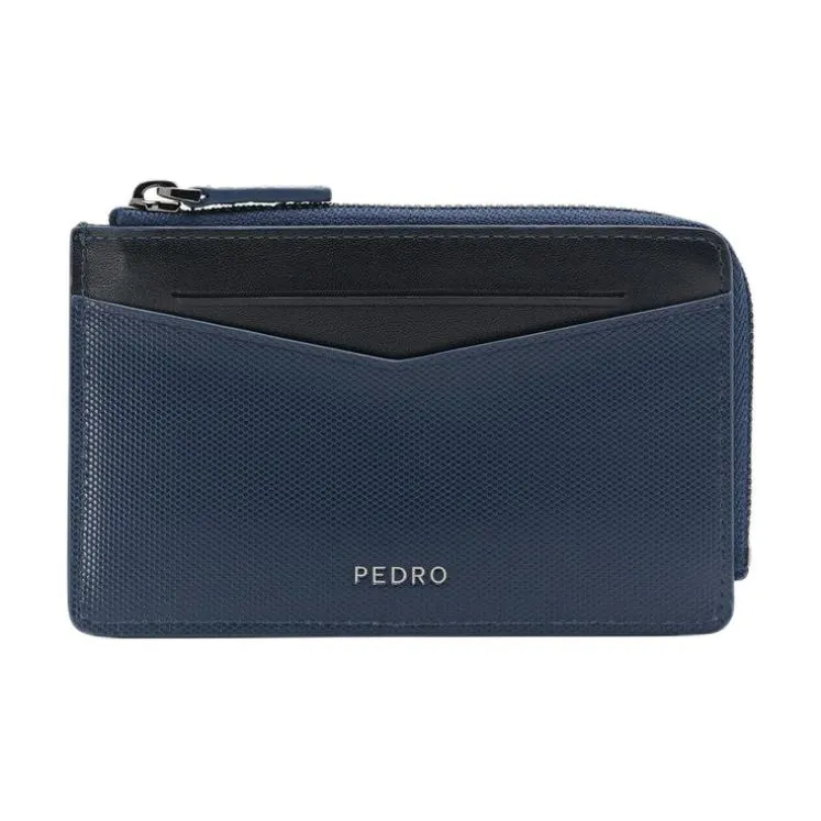 PEDRO Calfskin Wallet Small Size Unisex Blue-0