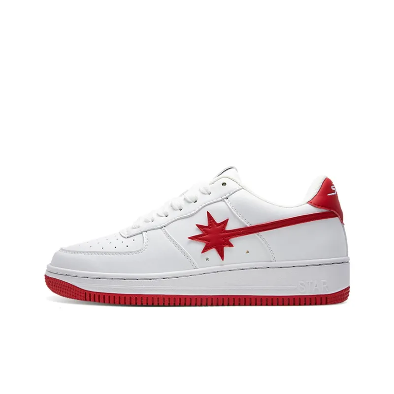 Starwalk Soldier Low-Top Skateboard Shoes Unisex White Red-0