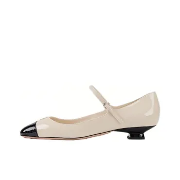 MIU MIU Chunky Heel Mary Jane Shoes Women's White