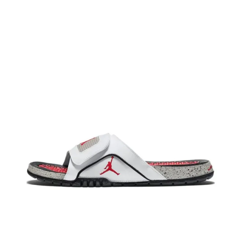 JORDAN Hydro 4 Retro White Red Slippers-0