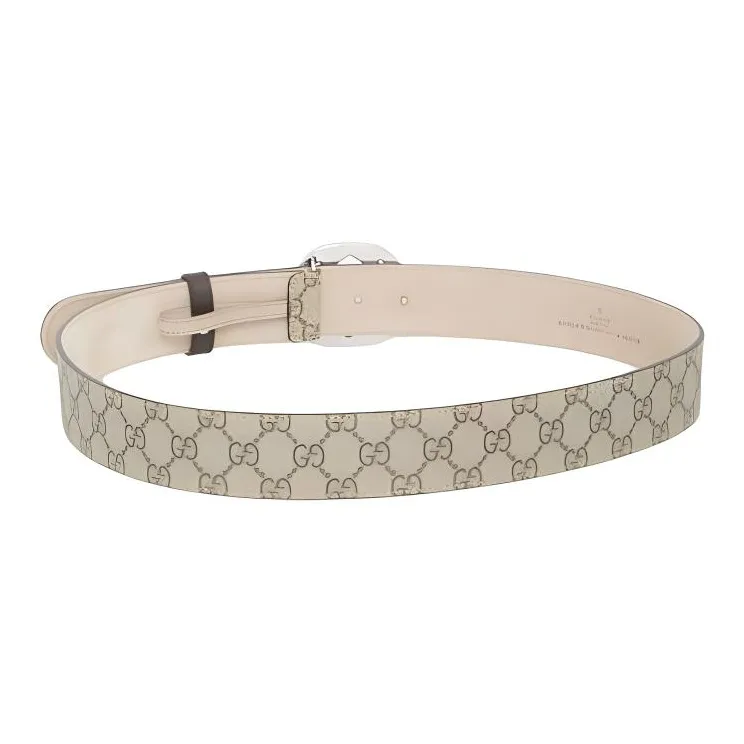 GUCCI Logo Identification Calfskin Leather Belts Men's Ebony/Cocoa Width  4cm-1