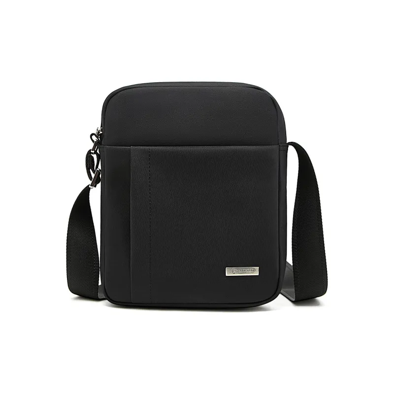 Old Man's Head Fabric With Synthetic Leather Shoulder Bag Regular Men's Black-0