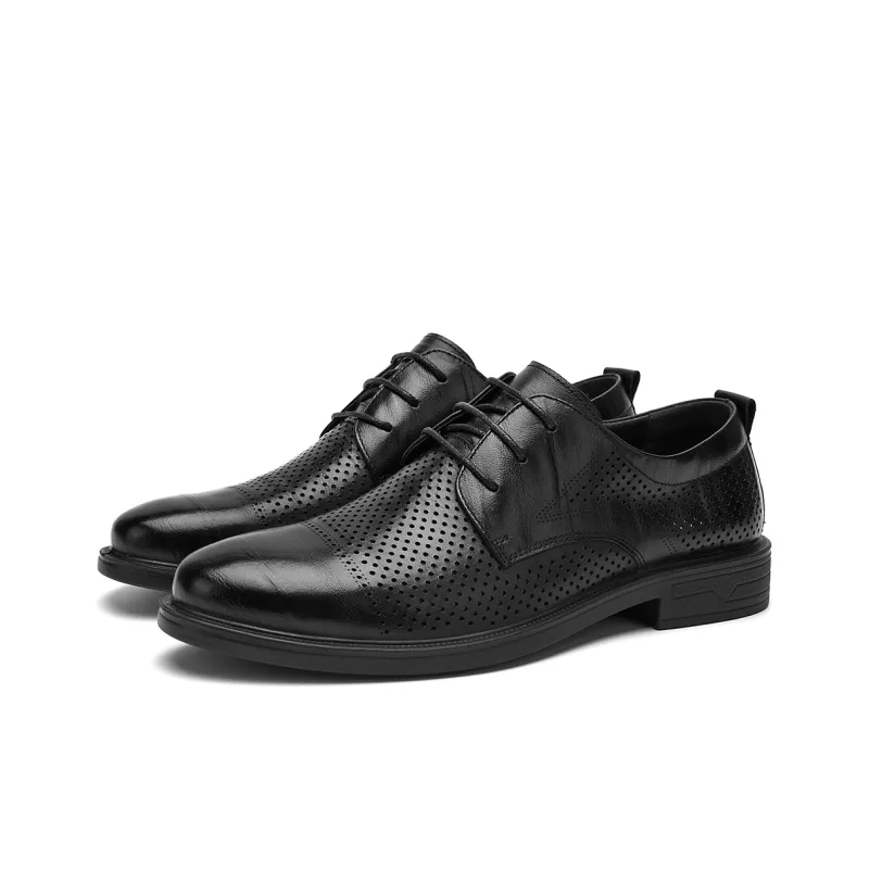 HLA Dress Shoes Men Low Top Black-49