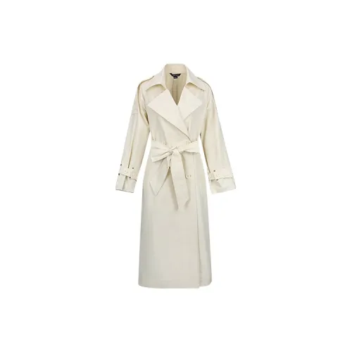 URBAN REVIVO Trench Coats Women's Off White