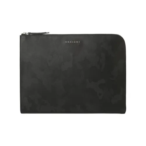 ORCIANI Leather File Folder Clutch Men's Black