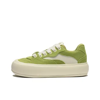 LiNing Puff Platform Cushioning Wear Resistant Low Top Skateboard Shoes Women's Green White