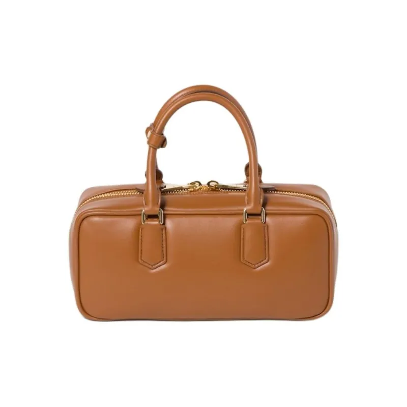 MIU MIU Arcadie Series Calfskin Bowling Bag, Shoulder Bag, Crossbody Bag, Handbag Large Size Women's Cognac-2