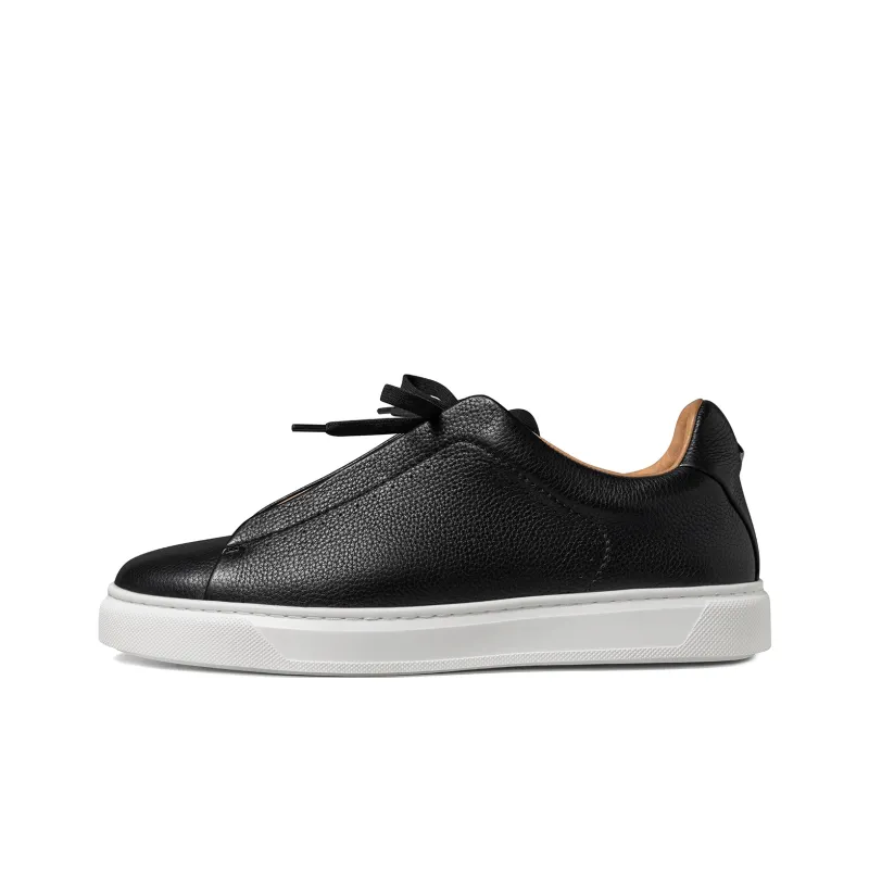 THOM WILLS Trendy Versatile Slip on Casual Shoes Low Top Skateboard Shoes Men's Black-0