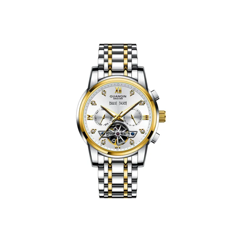 GUANQIN Mechanical Movement Stainless Steel Watchband Watch Men's Watches Black Dial-3