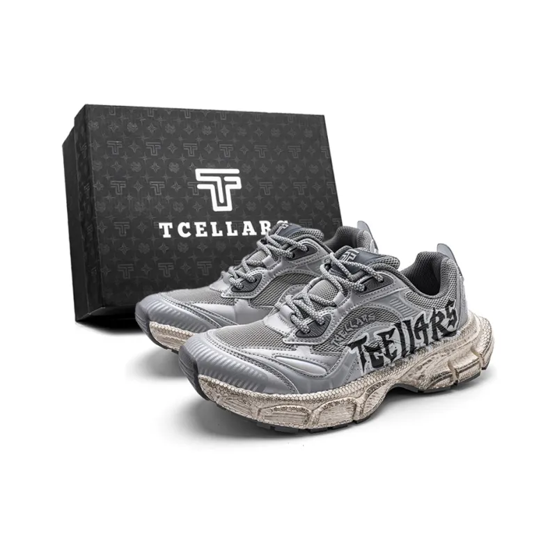 TCELLARS Cushioning Abrasion Resistant Lightweight Height Increasing Mat Low Top Chunky Sneakers Unisex-44