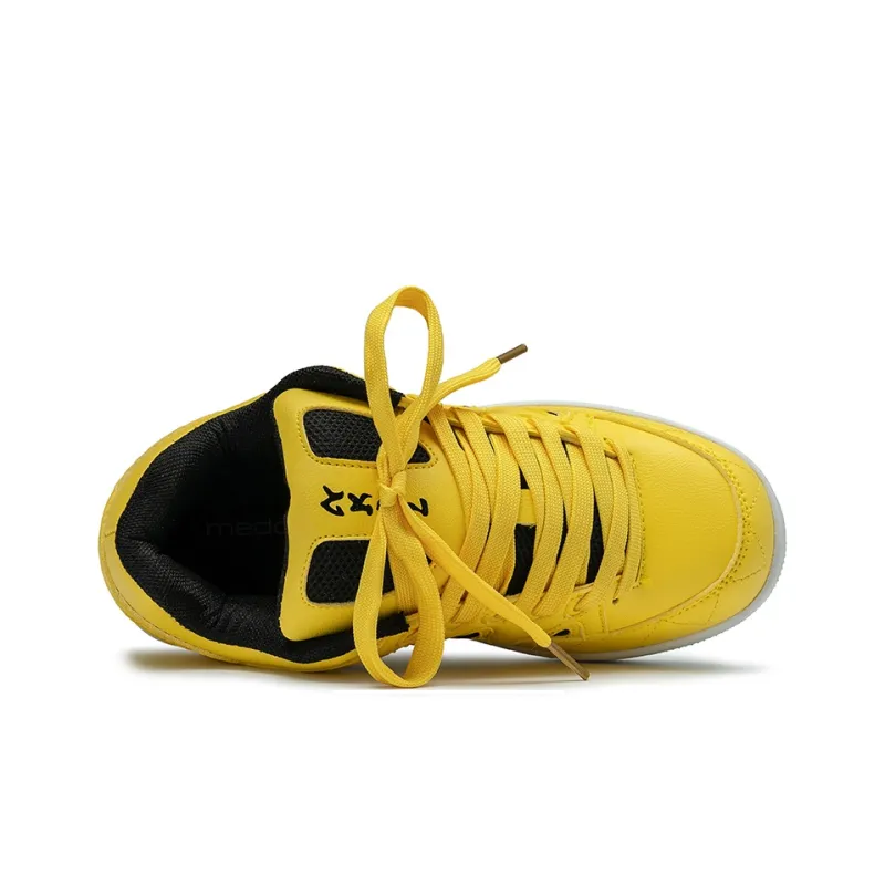 Medd Puffy Shoes Anti Slip Wear Resistant Low Top Skateboard Shoes Women's Yellow-2