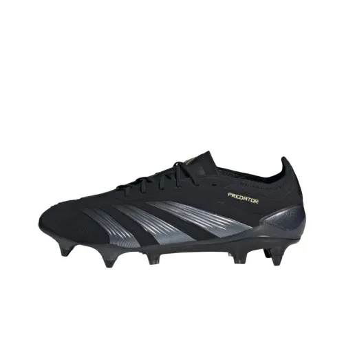 Adidas PREDATOR ELITE Soccer Shoes Unisex Low-Top Matte Black/Carbon Fiber/Gold Metallic