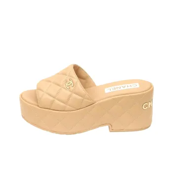 CHANEL Slide Slippers Women's Beige