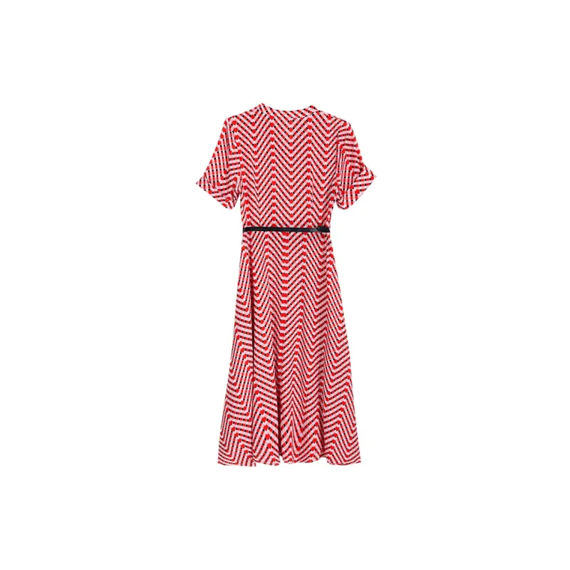 Adeworn Short Sleeved Dress Women's Red-1