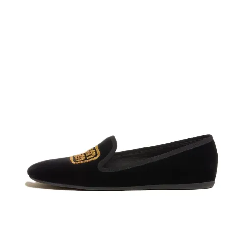 MIU MIU Logo-embroidered Velvet Slipper