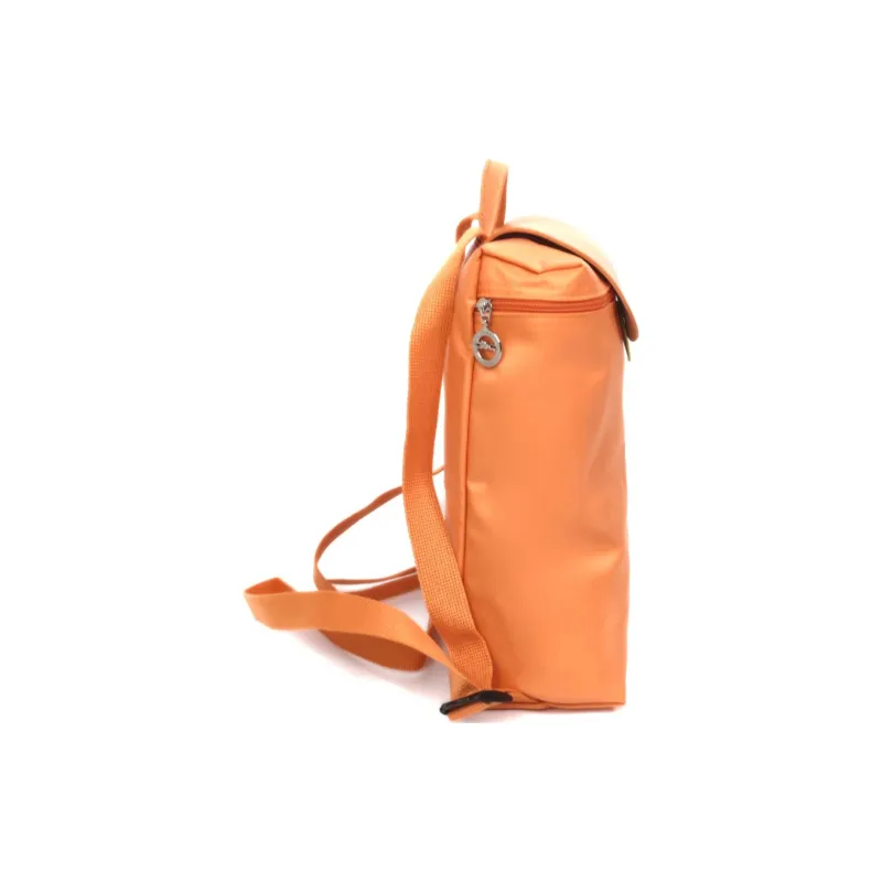 LONGCHAMP Le Pliage Green Recycled Canvas With Leather Trim Backpack Women's Orange-2