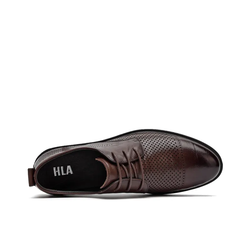 HLA Dress Shoes Men Low Top Black-57