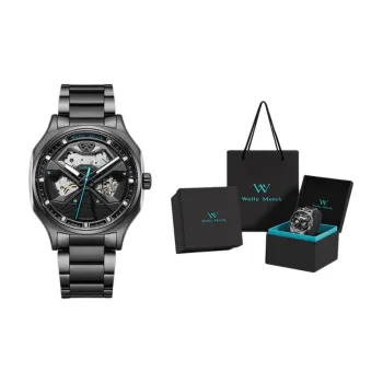 Welly Merck Automatic Mechanical Movement Stainless Steel Strap Watch Men's Watches Cut Out Dial