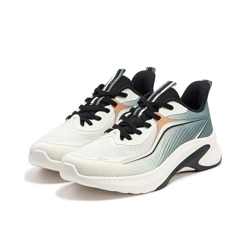 361° Abrasion Resistant Low Top Running Shoes Men's White Green-2