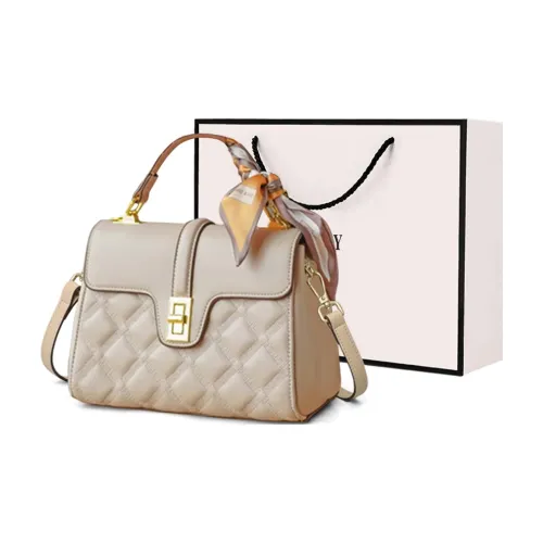VINEY Cow Leather Handbags Shoulder Bag Crossbody Bag Small Size Women's Apricot