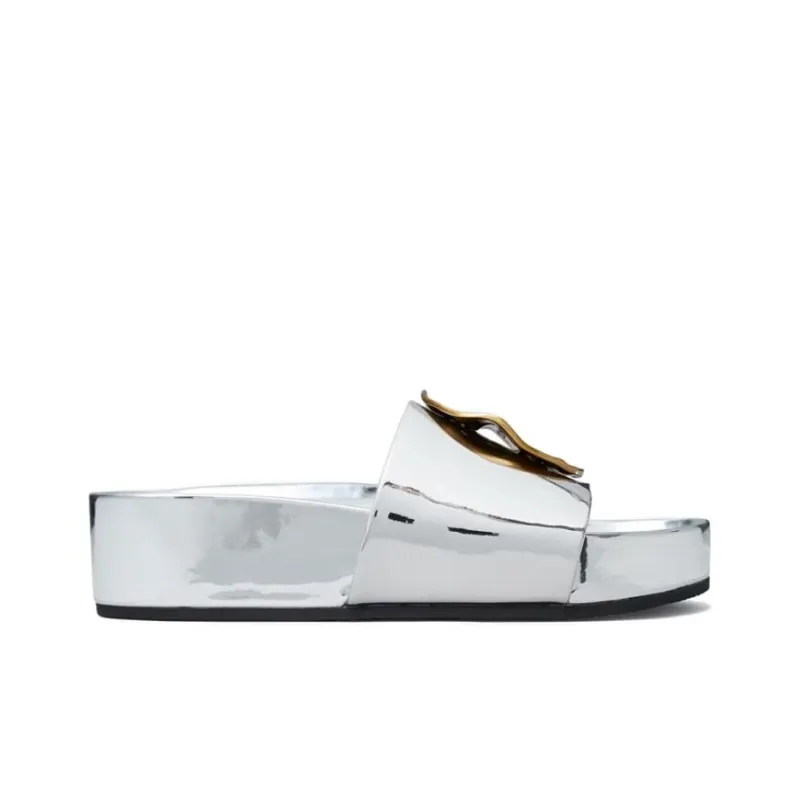 TORY BURCH Slide Slippers 5cm Women's Silver-1