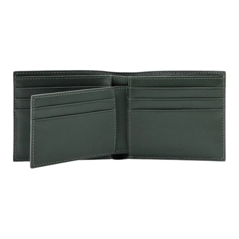 PEDRO Embossed Calfskin Wallet Unisex Army Green-3