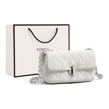 VINEY Synthetic Leather Small Square Bag Shoulder Bag Crossbody Bag Small Size Women's Spring Pearl White