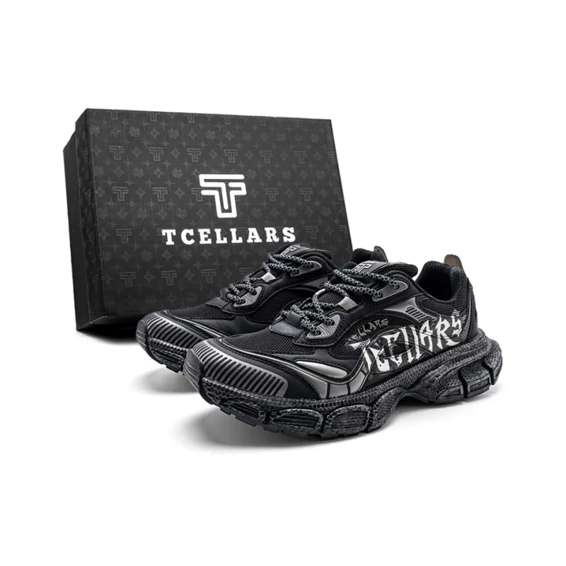 TCELLARS Cushioning Abrasion Resistant Lightweight Height Increasing Mat Low Top Chunky Sneakers Unisex-38