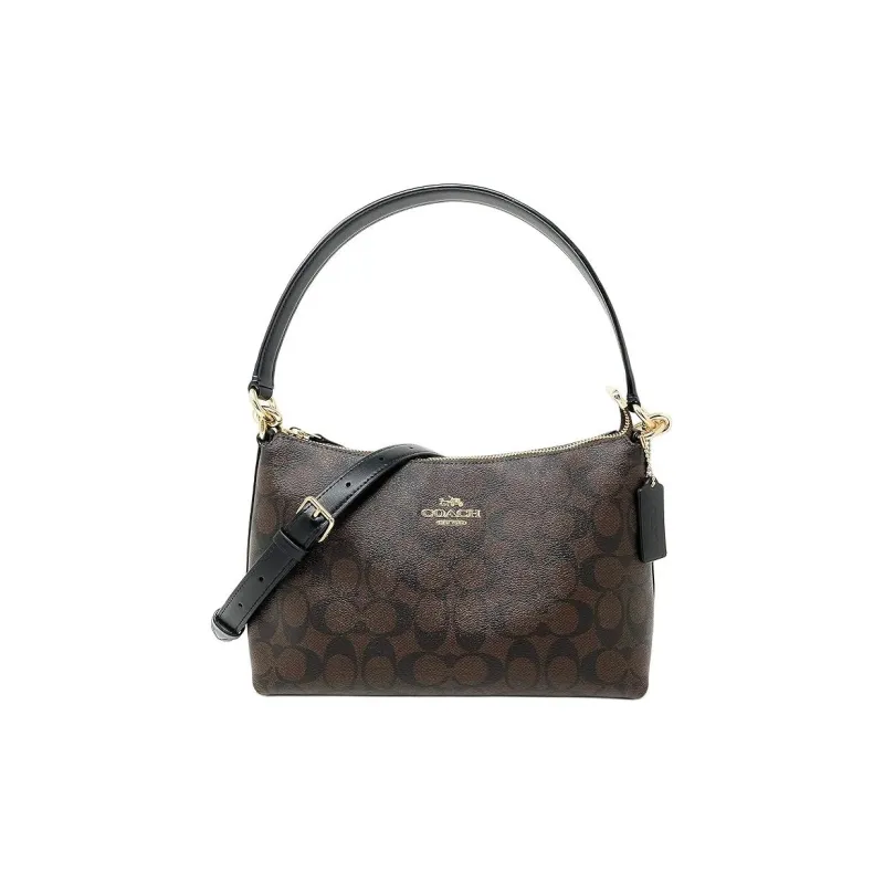 COACH Lewis Cow Leather Shoulder Bag, Crossbody Bag, Handbag, Clutch, Shoulder Bag Regular Women's Brown Black-2