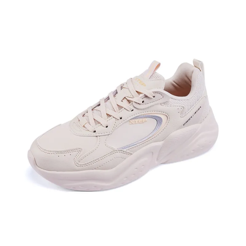 XTEP Cushioning Anti Slip And Wear Resistant Low Top Casual Running Shoes Women's Ivory Pink-1