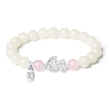 JINGCHENGGOU White Jade Bodhi Beaded Bracelet Girlfriend Unisex