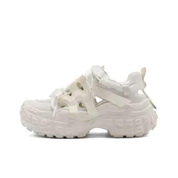 BELLE Anti Slip Wear Resistant Breathable Lightweight Low Top Chunky Sneakers Women's Beige Silver
